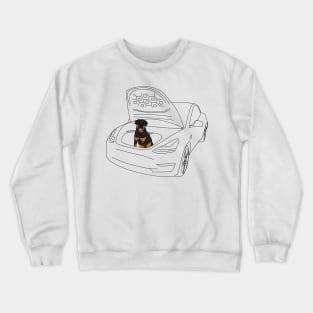 Rottie in a Tesla Model 3 Frunk Crewneck Sweatshirt